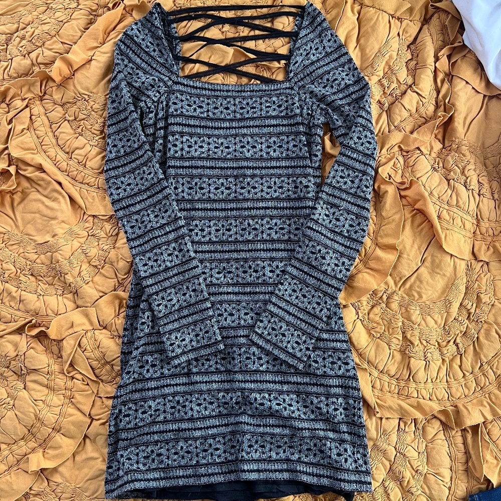 Free People Black and Grey Bodycon dress